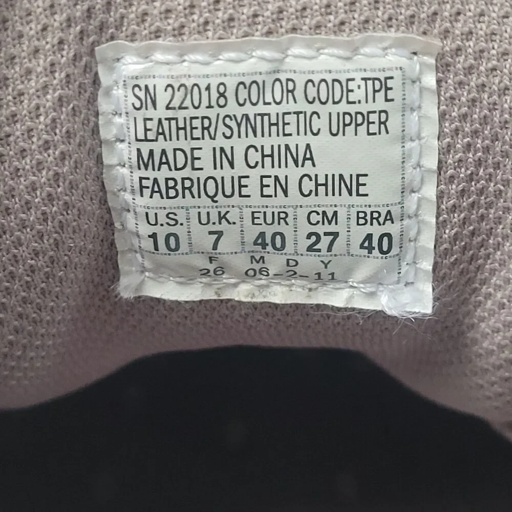 Skechers Lace Up Comfort Sneakers 22018 Leather Low Top Rhinestones Taupe 10 - Picture 12 of 12